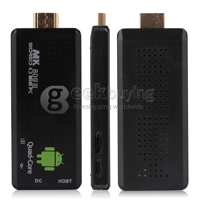 [US Stock]US Plug MK809III QC802 RK3188T ARM Cortex-A9 Quad Core Google Android 4.2 Mini PC TV Box 2G/8G Bluetooth XBMC - Black