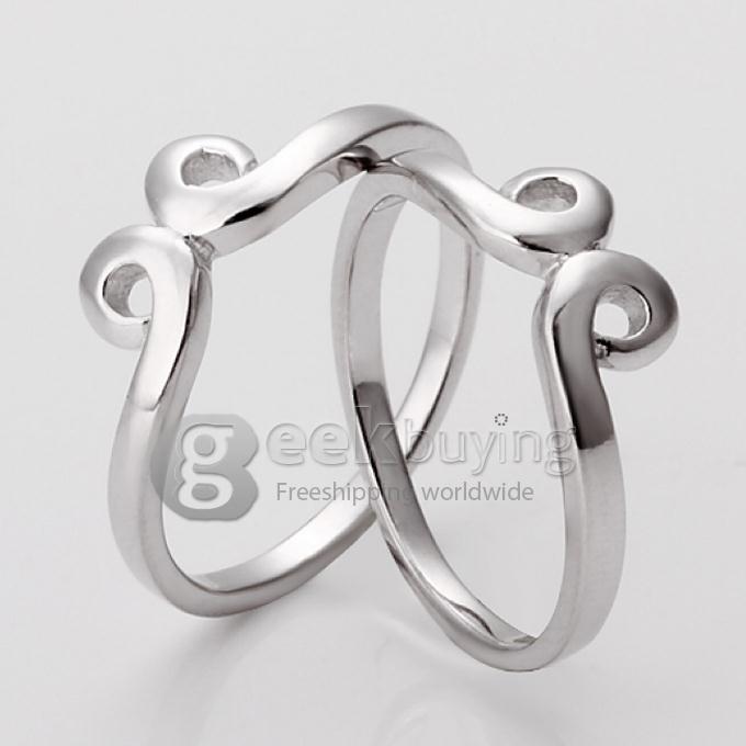 Fashion Straitjacket Shaped Sterling Silver Ring Platinum Plating Finger Ring for Ladies - 6 Size