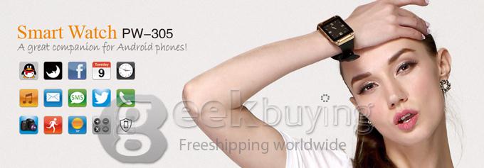PW305 Bluetooth Smart Watch for Android Smartphone Anti-lost Your Phone Richful Applications Gold
