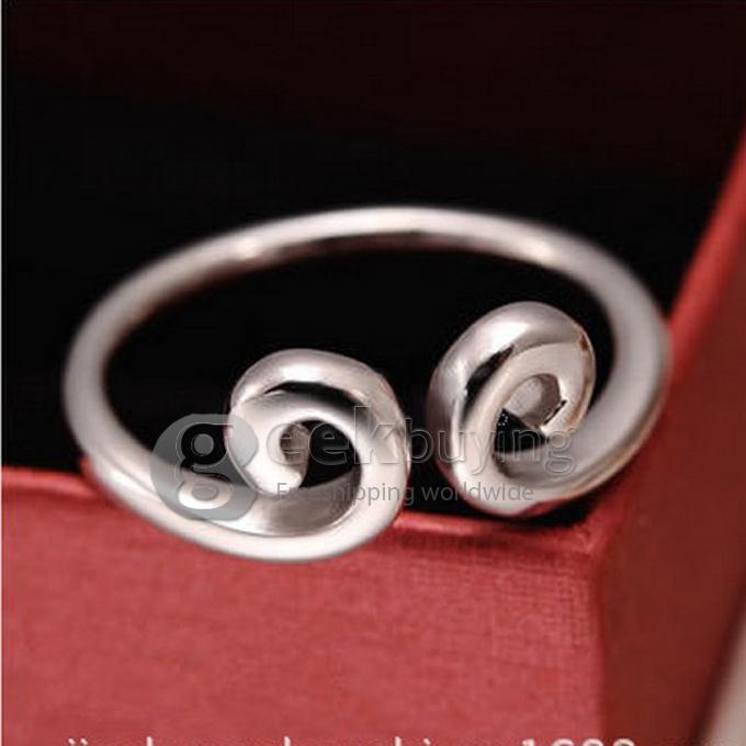 Fashion Straitjacket Shaped Sterling Silver Ring Platinum Plating Finger Ring for Ladies - 6 Size