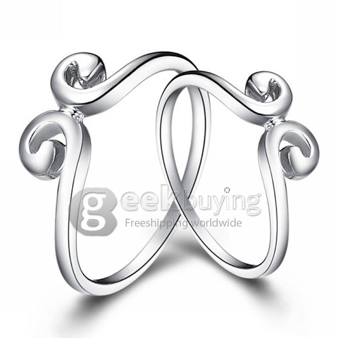 Fashion Straitjacket Shaped Sterling Silver Ring Platinum Plating Finger Ring for Ladies - 6 Size