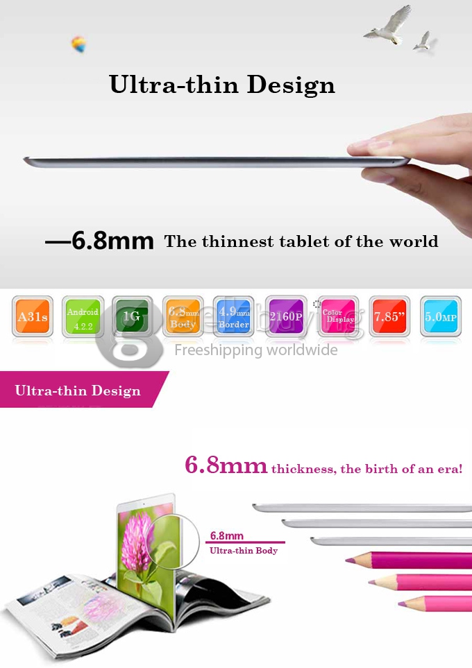 Colorfly U781 Q1 Allwinner A31s 7.85 inch Tablet PC Android 4.2 Quad Core IPS Capacitive Touch Screen 1024*768 1G/16G 