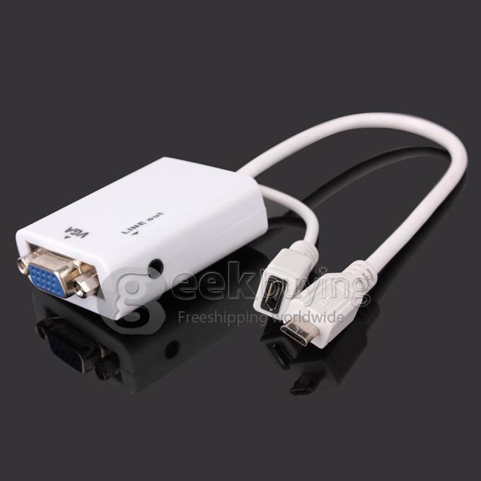 Micro USB Male to VGA Female + Audio MHL(5P) Projectors Adapter