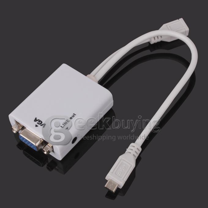 Micro USB Male to VGA Female + Audio MHL(5P) Projectors Adapter