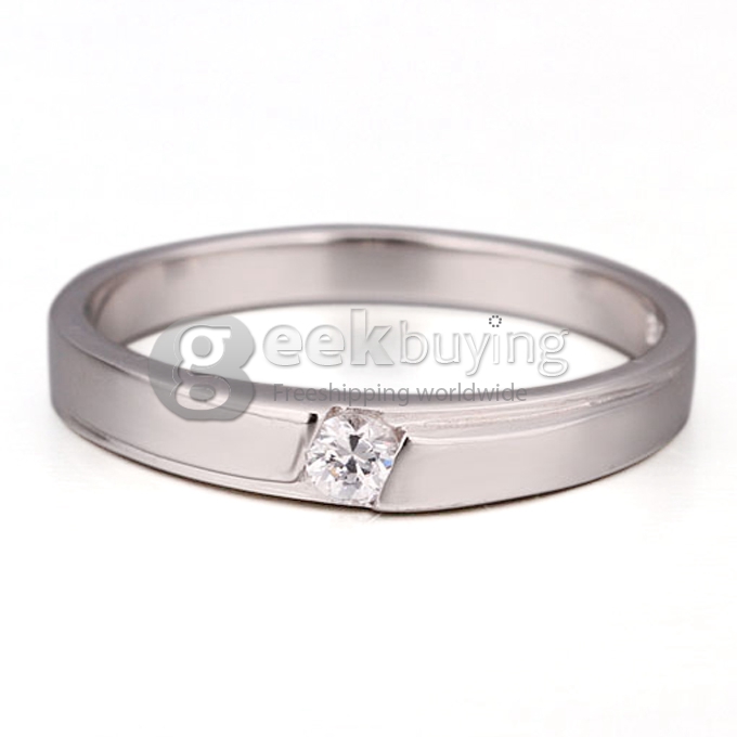 Fashion Sterling Silver Ring Platinum Plating Finger Ring Ornament Jewelry with Rhinestone for Men - 11 Size