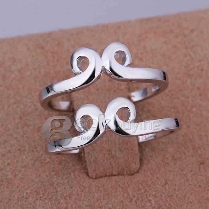 Fashion Straitjacket Shaped Sterling Silver Ring Platinum Plating Finger Ring for Ladies - 6 Size