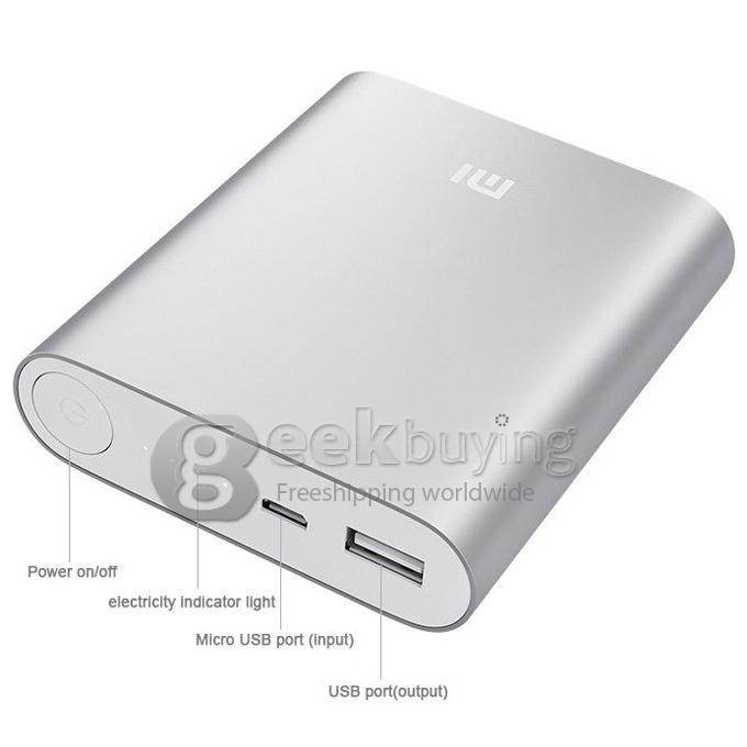 XiaoMi 10400mAh USB Portable Power Bank External Battery Charger for Mobile Phones Tablets iPhone6 Plus Samsung HTC Google - Silver