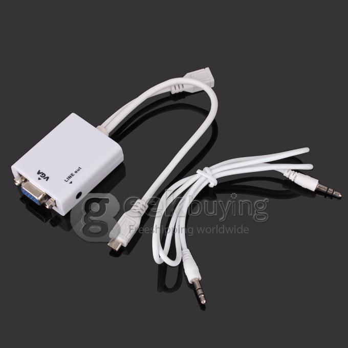 Micro USB Male to VGA Female + Audio MHL(5P) Projectors Adapter