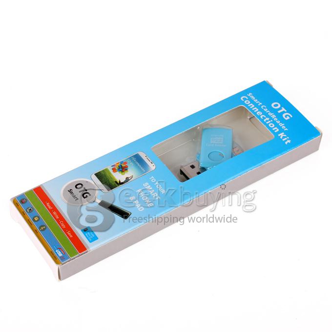 Rotating OTG/USB Smart Card Reader Connection Kit to Your Smart Phone/pad Support Micro SD/T-FLSH Series - Blue