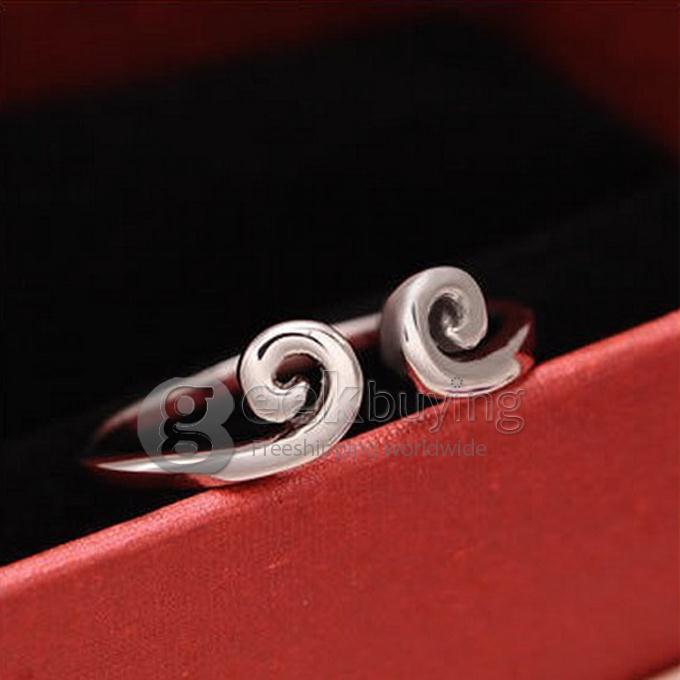 Fashion Straitjacket Shaped Sterling Silver Ring Platinum Plating Finger Ring for Ladies - 6 Size