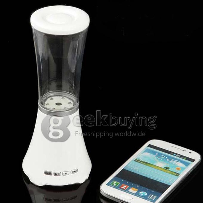 Mini Portable Bluetooth Dancing Water Speaker LED Light USB Flash Mirco SD Card Slot Speakers for Galaxy s5 i9600 -White