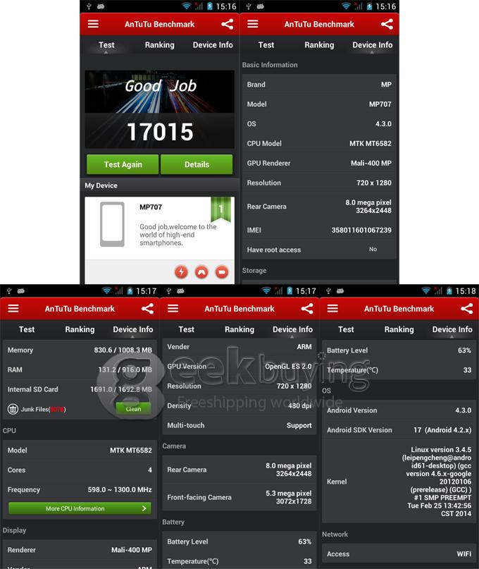 Mpie MP707 MTK6582 Quad Core 1.3GHz 5.0 Inch Android 4.2 OS Smartphone 512MB RAM 4GB ROM 8.0MP 3G/GPS/Air Gesture Black