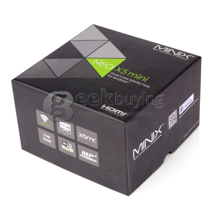 MINIX Neo X5 mini RK3066 Cortex A9 1.6GHz Dual Core Android 4.1.2 TV Box HDMI HDD Player 1G/8G FHD 1080p WiFi RJ45 - Black 