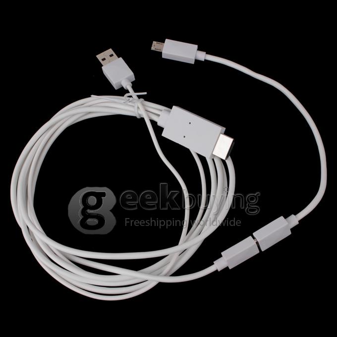 2M Micro USB MHL Male to HDMI Male Cable Works with All MHL Smartphone and Tablet PC - White