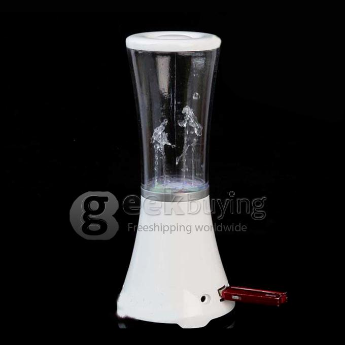 Mini Portable Bluetooth Dancing Water Speaker LED Light USB Flash Mirco SD Card Slot Speakers for Galaxy s5 i9600 -White