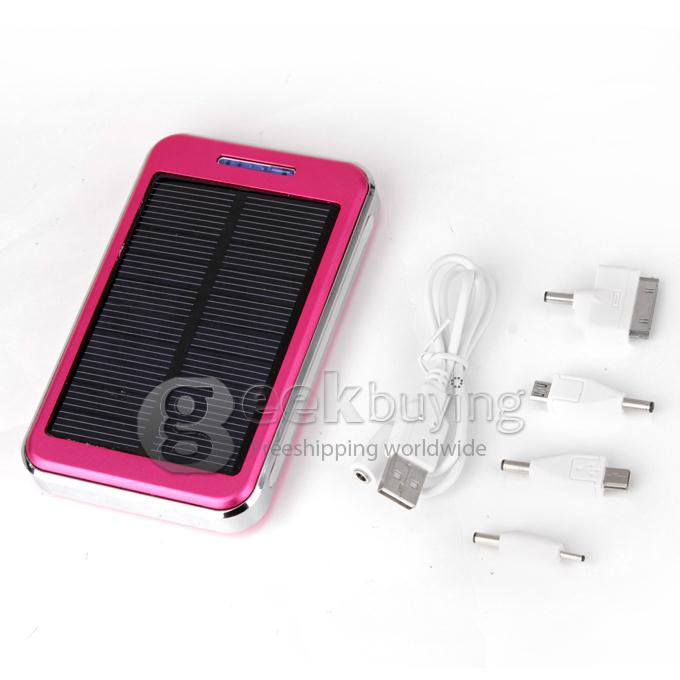 48000mAh Dual USB Portable Solar Panel Power Bank for iPhone6 Plus/iPad/Samsung W/Led - Rose