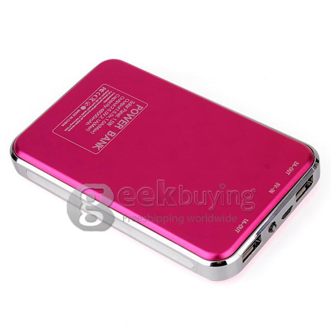 48000mAh Dual USB Portable Solar Panel Power Bank for iPhone6 Plus/iPad/Samsung W/Led - Rose