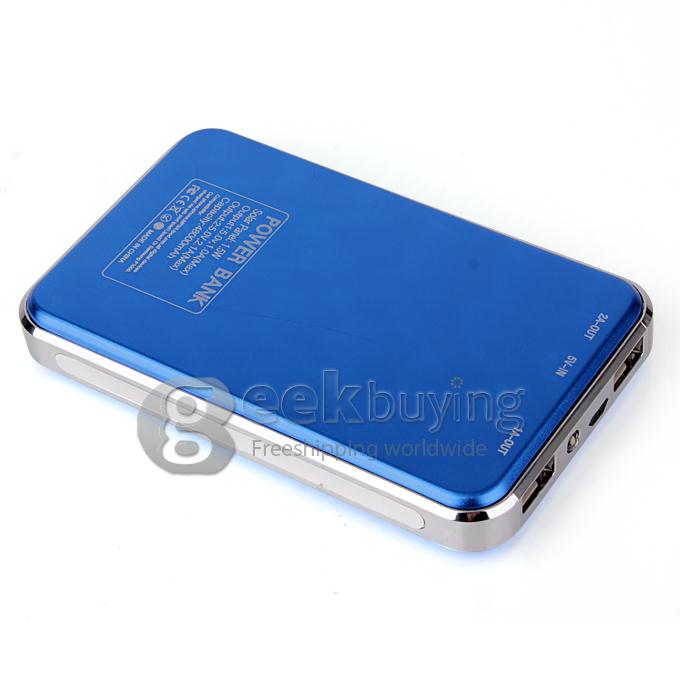 48000mAh Dual USB Portable Solar Panel Power Bank for iPhone6 Plus/iPad/Samsung W/Led -Blue
