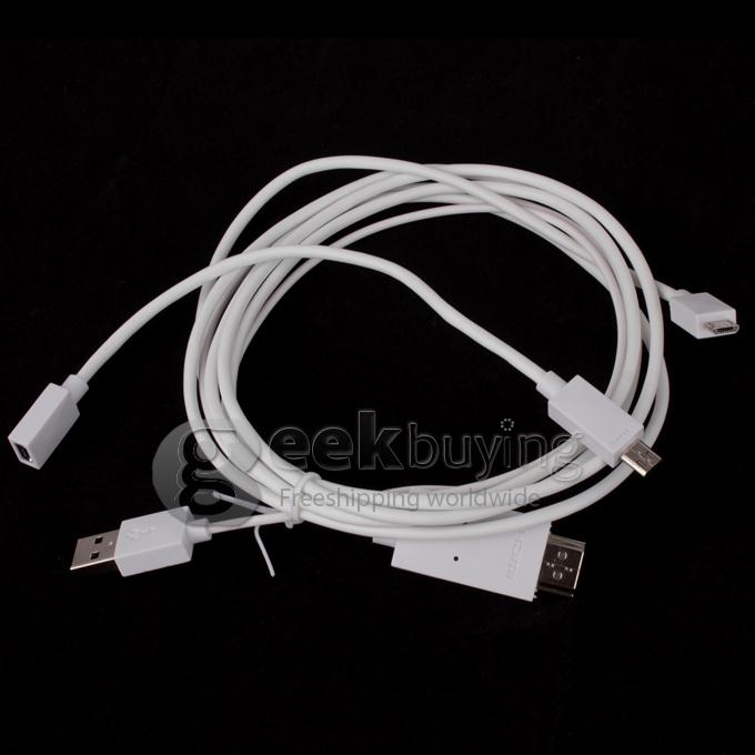 2M Micro USB MHL Male to HDMI Male Cable Works with All MHL Smartphone and Tablet PC - White