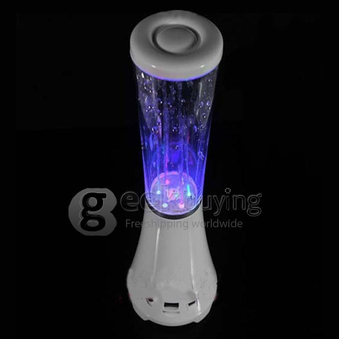 Mini Portable Bluetooth Dancing Water Speaker LED Light USB Flash Mirco SD Card Slot Speakers for Galaxy s5 i9600 -White