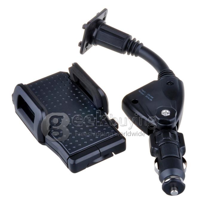 Dual USB Car Cigarette Lighter Mount Holder Stand Charger for GPS iPhone 5S/S5 i9600