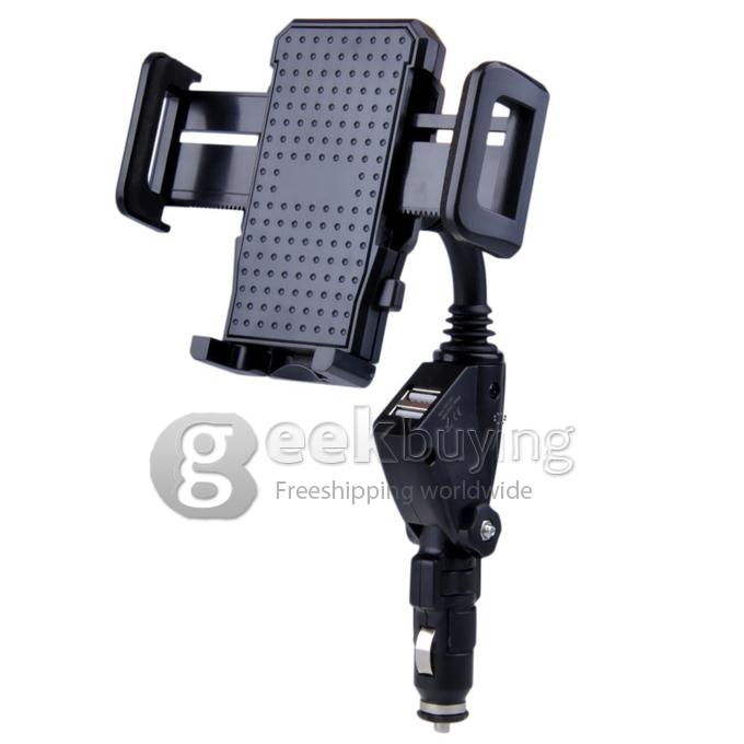 Dual USB Car Cigarette Lighter Mount Holder Stand Charger for GPS iPhone 5S/S5 i9600