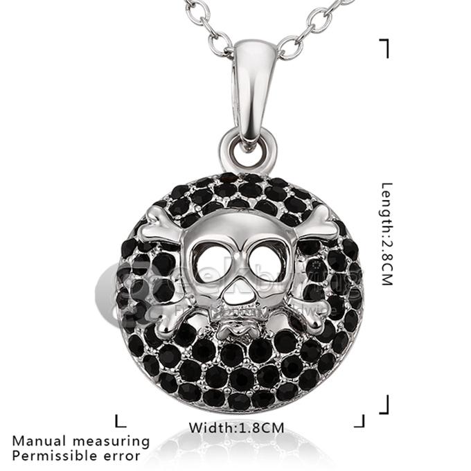 Creative Women Jewelry Fashion Skull Necklace with Rhinestones Decor - Silver + Black