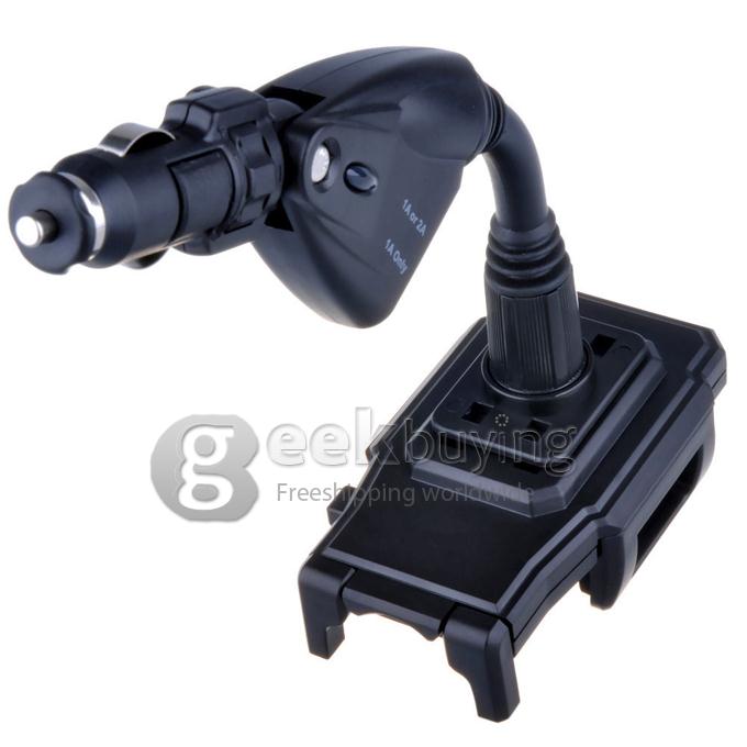 Dual USB Car Cigarette Lighter Mount Holder Stand Charger for GPS iPhone 5S/S5 i9600