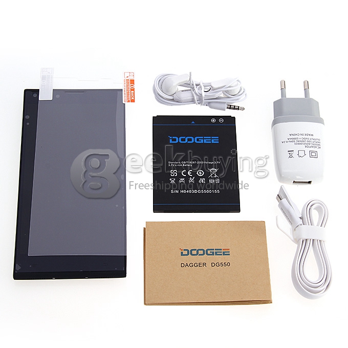 [HK Stock]DOOGEE DG550 MTK6592 Octa Core 1.7GHz 5.5 Inch Android 4.2 OS Smartphone 1GB RAM 16GB ROM 8.0MP 3G/GPS Black