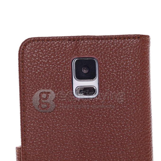 New Flip PU Leather Smart Cover Stand Wallet Case for Samsung Galaxy S5 i9600 - Brown