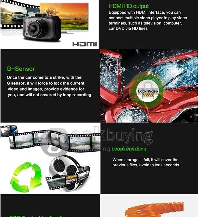 Blackview G90 Ambarella A7LA30 5.0 Megapixels Full HD 1080P 2.7' LCD 170 Degrees Wide-angle Lens Car DVR Dashcam with G-Sensor Loop recording HDR