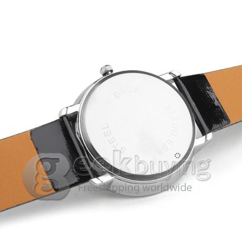 Women's Fashionable Simple Dial Black PU Watchband Quartz Analog Wrist Watch