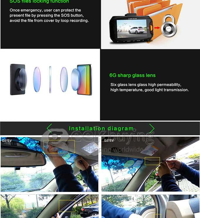 Blackview G90 Ambarella A7LA30 5.0 Megapixels Full HD 1080P 2.7' LCD 170 Degrees Wide-angle Lens Car DVR Dashcam with G-Sensor Loop recording HDR