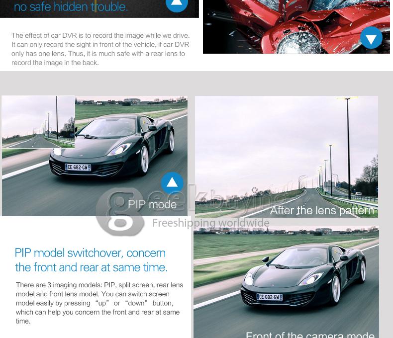 6000B Android 4.0 Rearview Mirror Recorder DVR Full HD 1080P Front 480P Rear camera 4.3