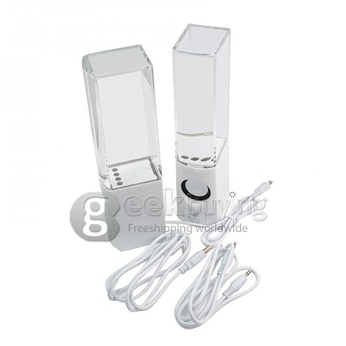 Dancing Water Speakers with Multi Colour LED Music Fountain Jet Light for S5 iPhone iPad Tablet PC - White