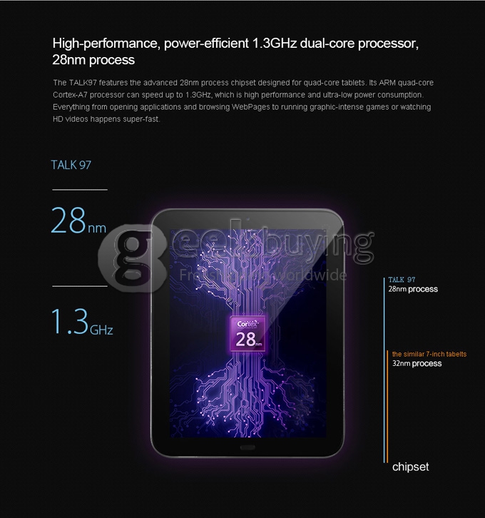 Cube U59GT Talk 97 MTK8382 1.3GHz 9.7 inch Tablet PC Phablet  Android 4.2 Quad Core IPS Capacitive Touch Screen 1024*768 1GB/8GB Black