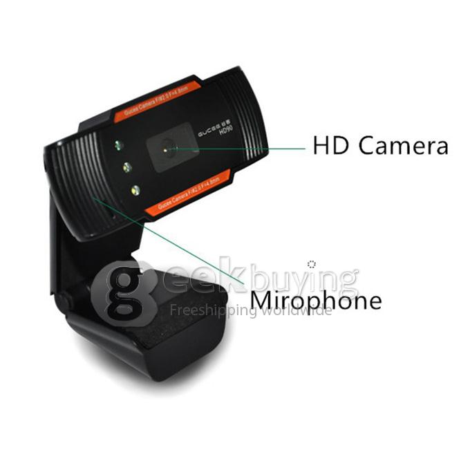 GUCEE HD90 Belt Microphone Web Camera Automatic Desktop Laptop HD Black