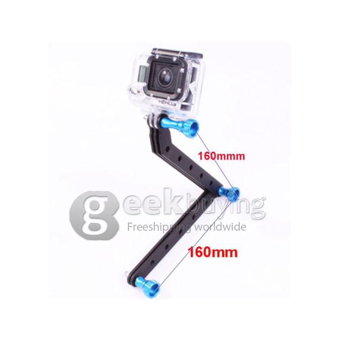 CNC Aluminum Alloy Extension Arm and Screw Mount Kits for Gopro HD Camera Hero 3+ / 3 / 2 (Black + Blue)