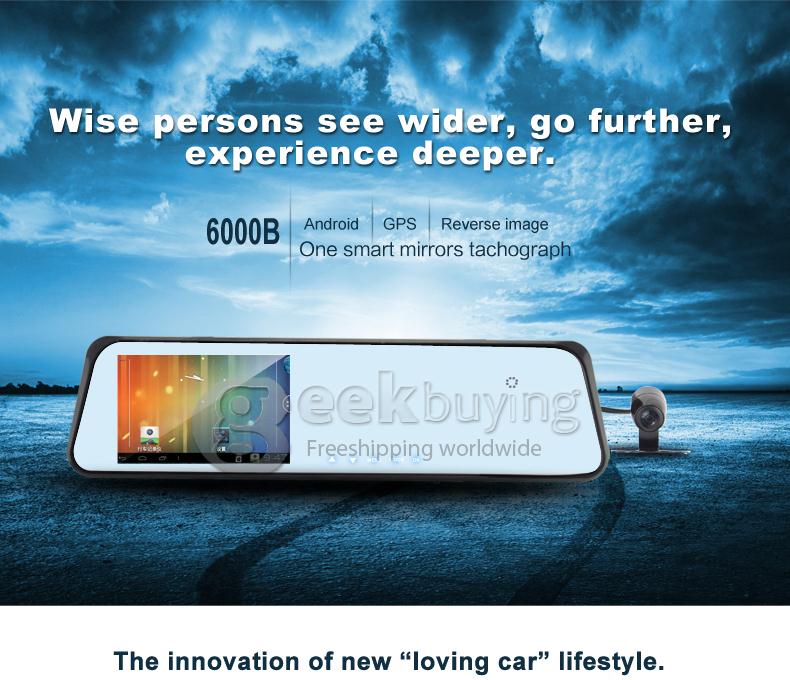 6000B Android 4.0 Rearview Mirror Recorder DVR Full HD 1080P Front 480P Rear camera 4.3