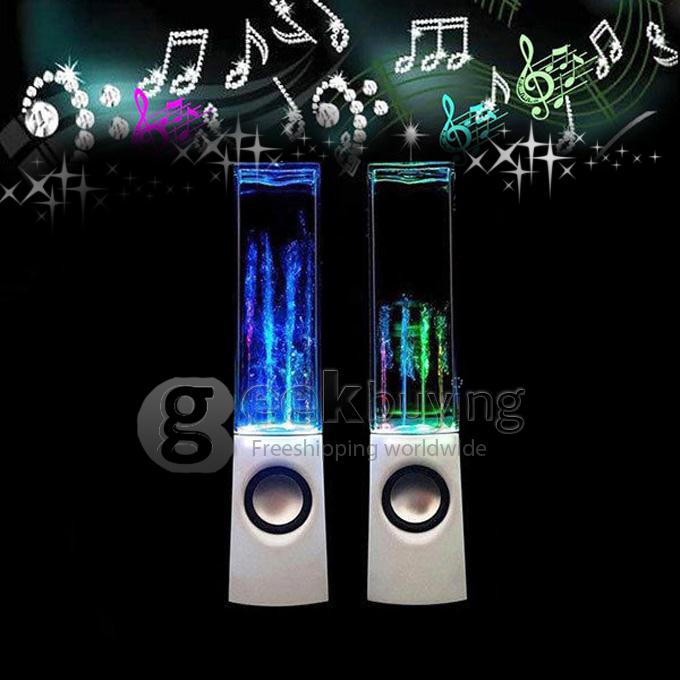 Dancing Water Speakers with Multi Colour LED Music Fountain Jet Light for S5 iPhone iPad Tablet PC - White