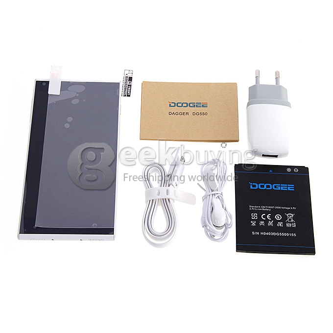 [HK Stock]DOOGEE DG550 MTK6592 Octa Core 1.7GHz 5.5 Inch Android 4.2 OS Smartphone 1GB RAM 16GB ROM 8.0MP 3G/GPS White