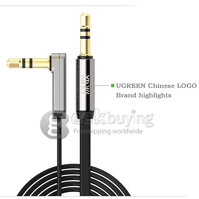 1.5M Ugreen Premium 3.5mm Male to Male Audio 90 Degree flat cable