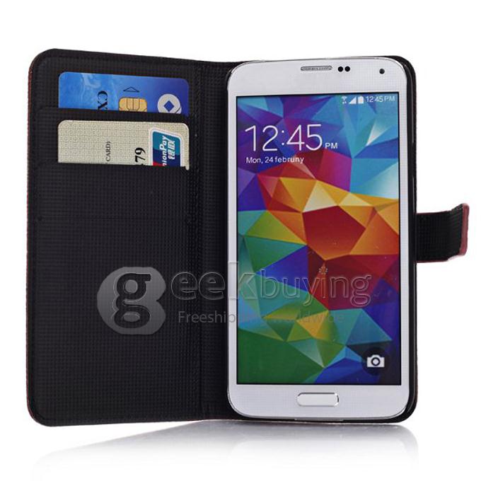 New Flip PU Leather Smart Cover Stand Wallet Case for Samsung Galaxy S5 i9600 - Brown