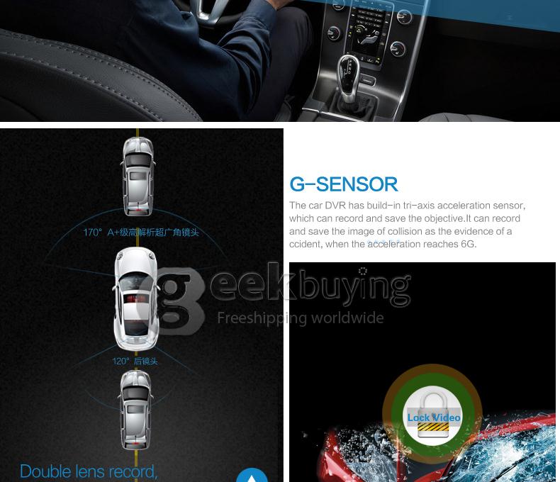 6000B Android 4.0 Rearview Mirror Recorder DVR Full HD 1080P Front 480P Rear camera 4.3