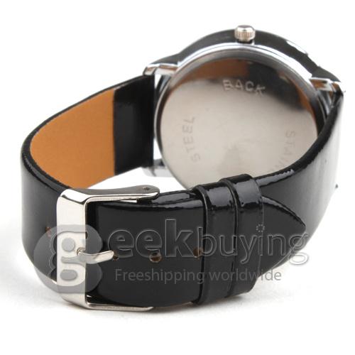 Women's Fashionable Simple Dial Black PU Watchband Quartz Analog Wrist Watch