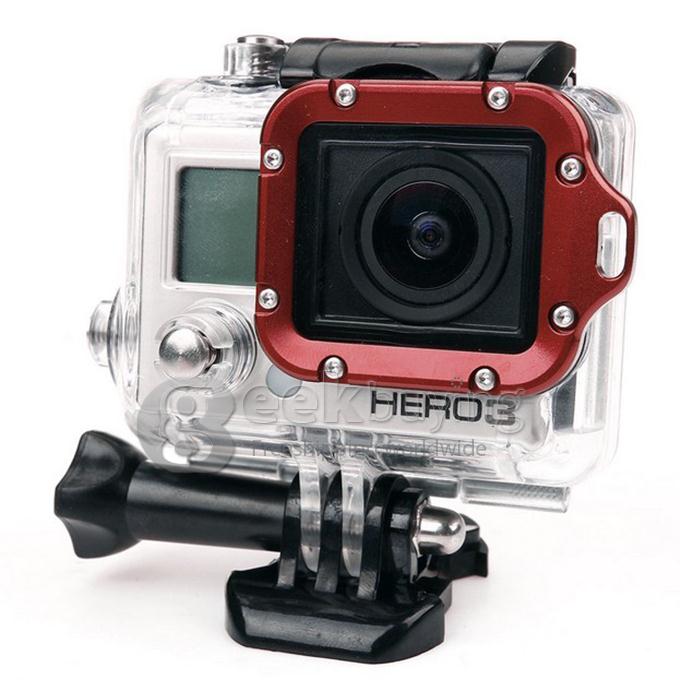 Aluminum Metal Lanyard Lens Ring Mount and Screwdriver Set for GoPro Hero 3 Hero 3+ (Red)