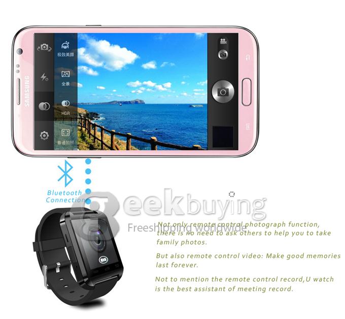 [Spain Stock] Bluetooth Smart WristWatch U8 U Watch for Samsung S4/Note 3 HTC Android Phone Smartphones - Black