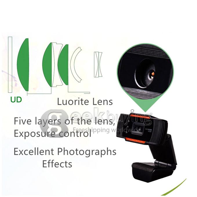 GUCEE HD90 Belt Microphone Web Camera Automatic Desktop Laptop HD Black