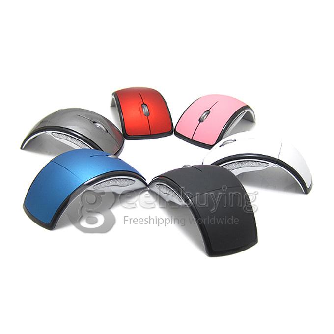 USB 2.0 2.4GHz Snap-in Transceiver Optical Foldable Folding Arc Wireless Mouse for PC Laptop Computer - Gray