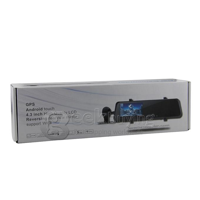 6000B Android 4.0 Rearview Mirror Recorder DVR Full HD 1080P Front 480P Rear camera 4.3